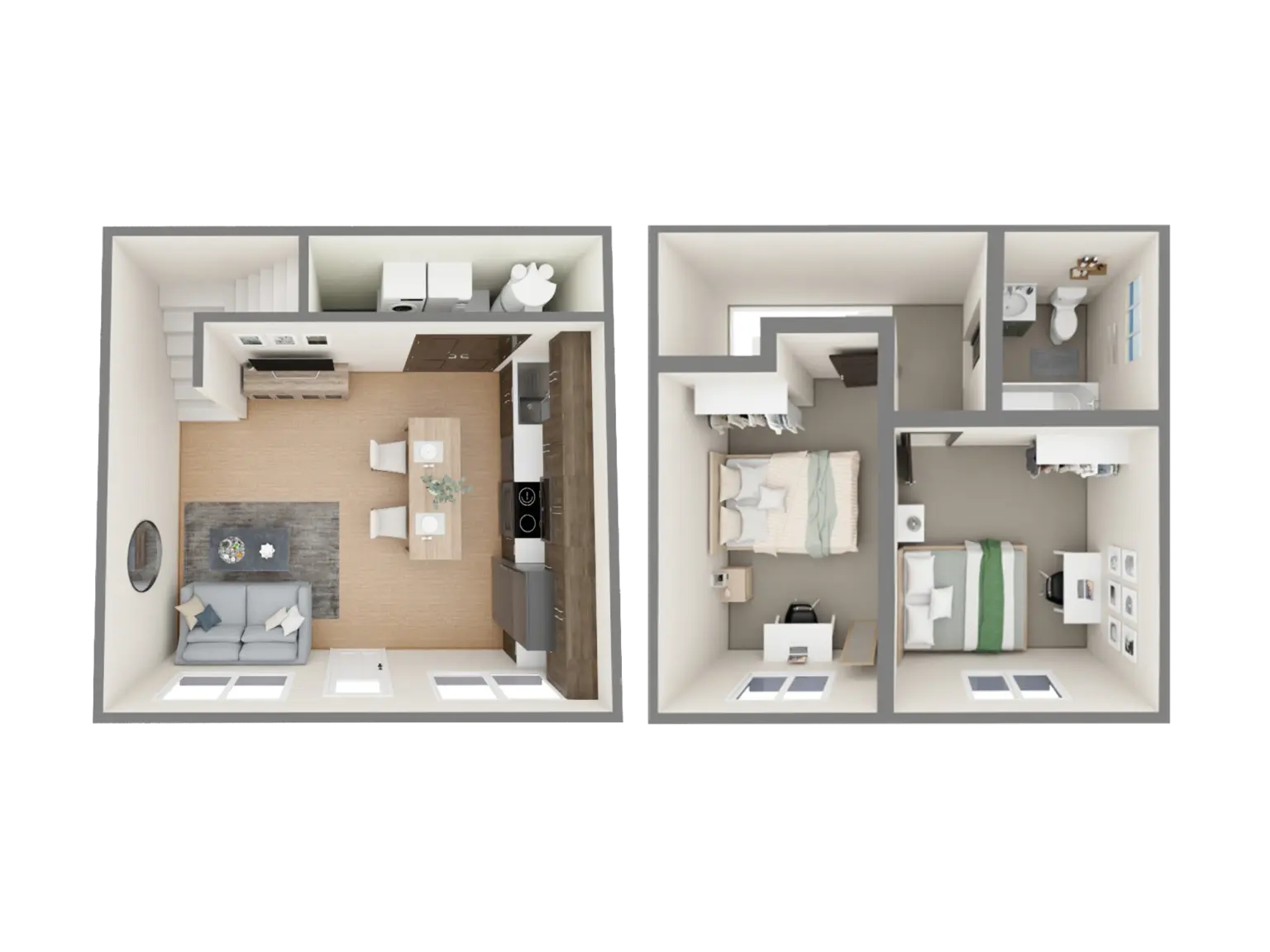 A1 - 2 Bed  / 1 Bath - 744 sq. ft.