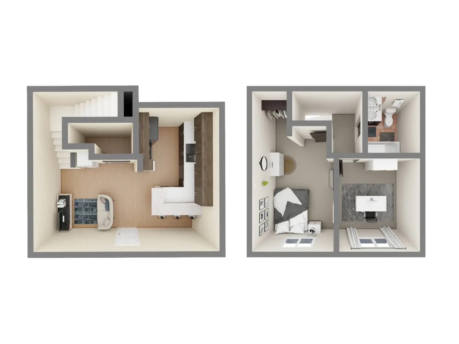 A2 - 2 Bed  / 1 Bath - 744 sq. ft.