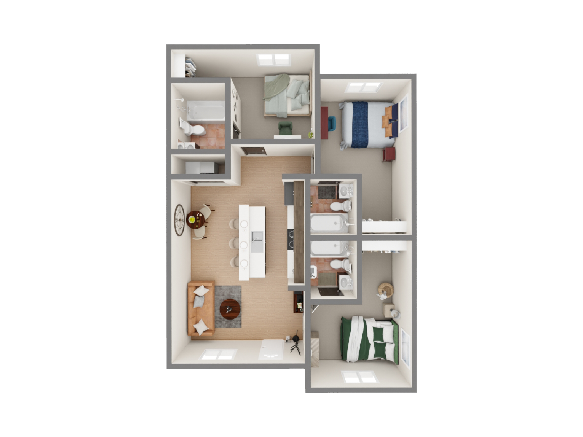 C1 - 3 Bed / 3 Bath - 1,173 sq. ft - Starting at $715