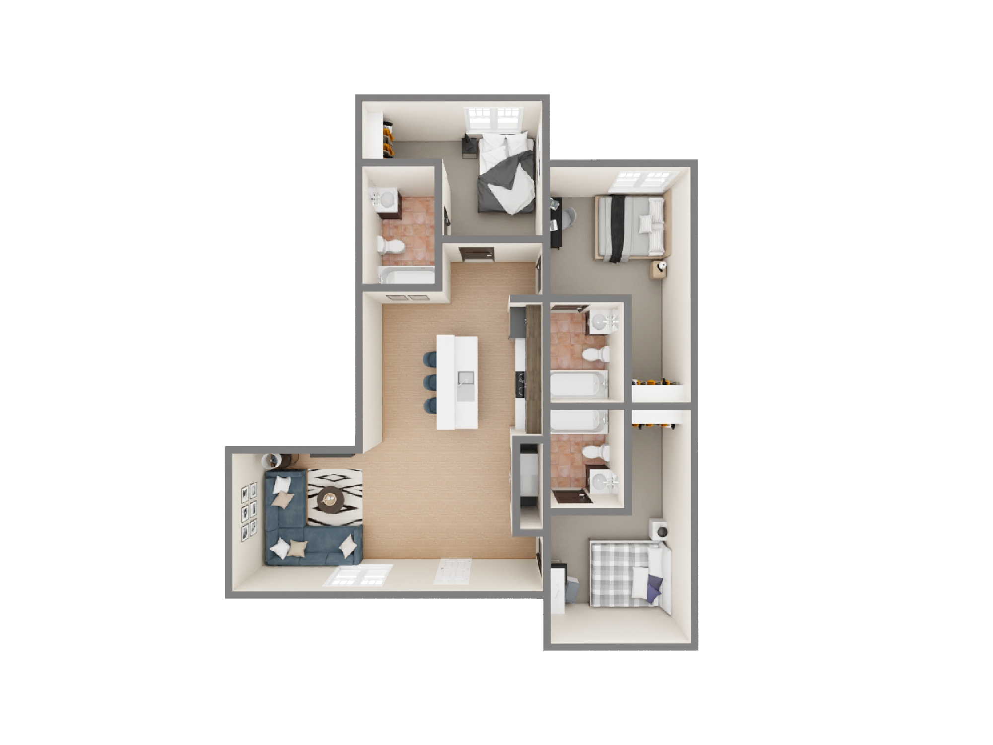 C2 - 3 Bed / 3 Bath - 1,283 sq. ft - Starting at $715
