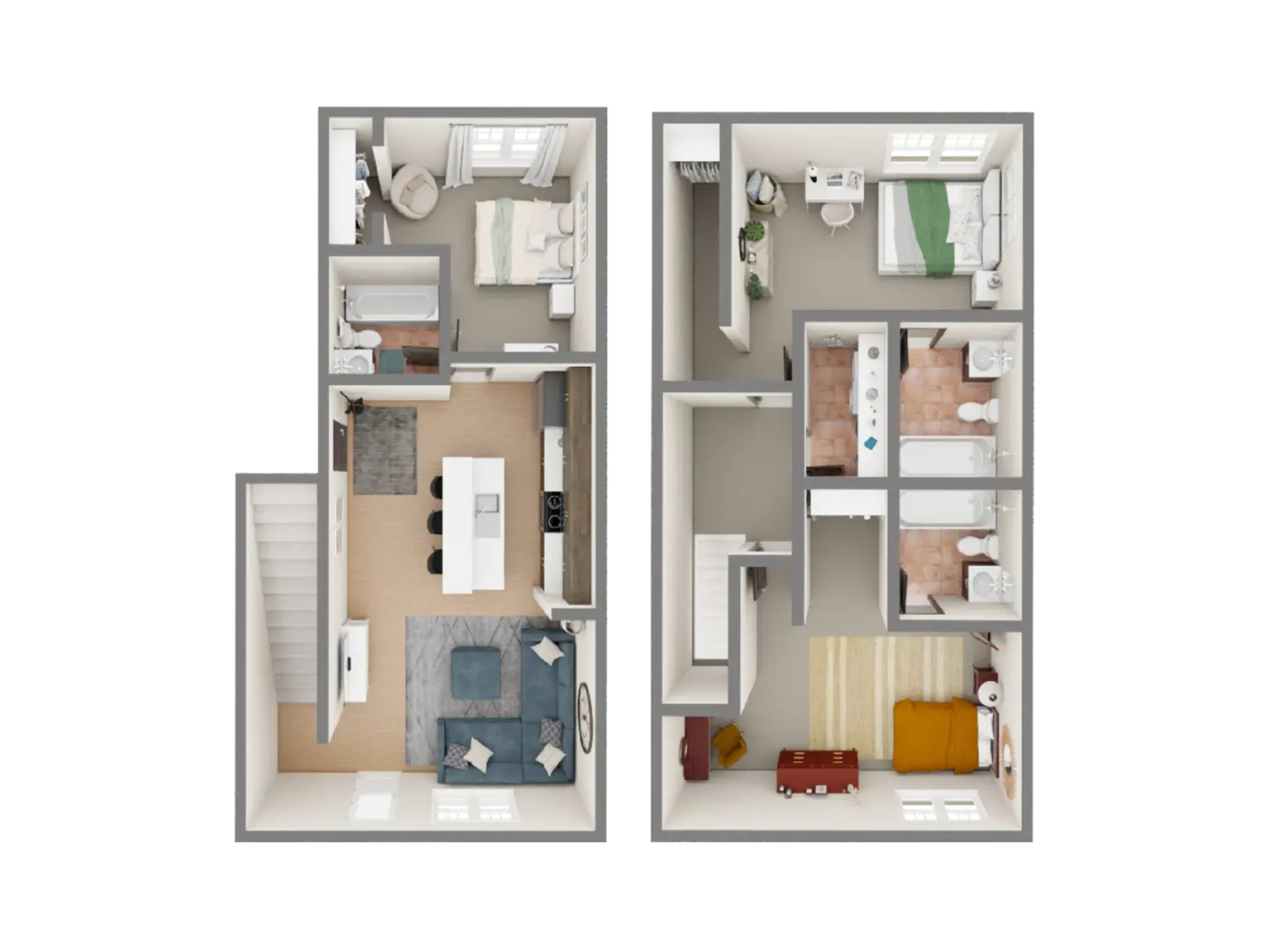 E1 - 3 Bed  / 3 Bath - 1,580 sq. ft.