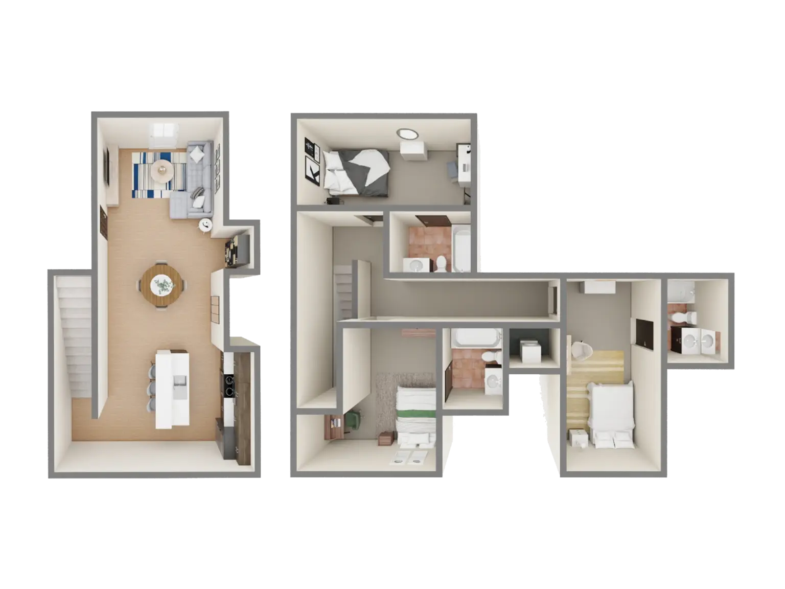 E2 - 3 Bed  / 3 Bath - 1,549 sq. ft.